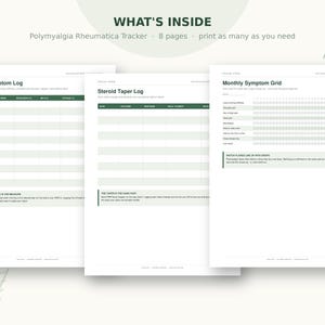Printbare tracker voor polymyalgia rheumatica | PMR-symptomenlogboek | Rooster voor ochtendstijfheid en steroïde-afbouw | PDF-voorbereiding voor reumatologie afbeelding 2