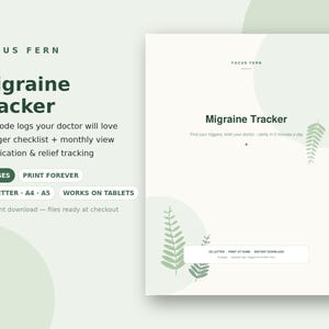 Migraine Tracker Printable, Headache Diary PDF, Symptom and Trigger Log, Monthly Migraine Journal, Doctor Visit Prep, US Letter