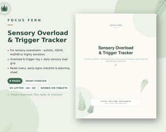 Sensory Overload & Trigger Tracker Printable, Sensory Processing Log, Autism ADHD Overwhelm Journal PDF, Meltdown Prevention Self-Tracking