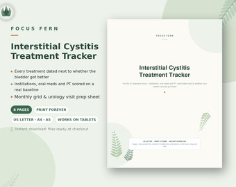 Interstitial Cystitis Treatment Tracker Printable, IC Bladder Instillation Log PDF, Medication & Symptom Response Diary, Urology Prep