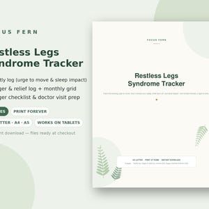Restless-Legs-Syndrom-Tracker zum Ausdrucken | RLS-Symptomprotokoll | Schlaftagebuch & Arztbesuchs-PDF