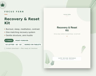 Self Care Planner Bundle Printable, Burnout Recovery, Sleep Tracker, Meditation Yoga Log, Sauna Cold Plunge Journal, Wellness PDF