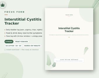 Interstitial Cystitis Tracker Printable, IC Bladder Diary & Flare Log, Food Trigger Symptom Journal, Bladder Pain Log, Urology Visit PDF