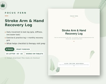 Stroke Arm & Hand Recovery Tracker Printable, Hemiparesis Rehab Log PDF, Occupational Therapy Exercise Journal, OT Visit Prep