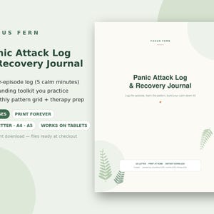 Panic Attack Log Printable, Anxiety Episode Tracker & Grounding Journal PDF, Panic Diary, Mental Health Tracker, Therapy Visit Prep