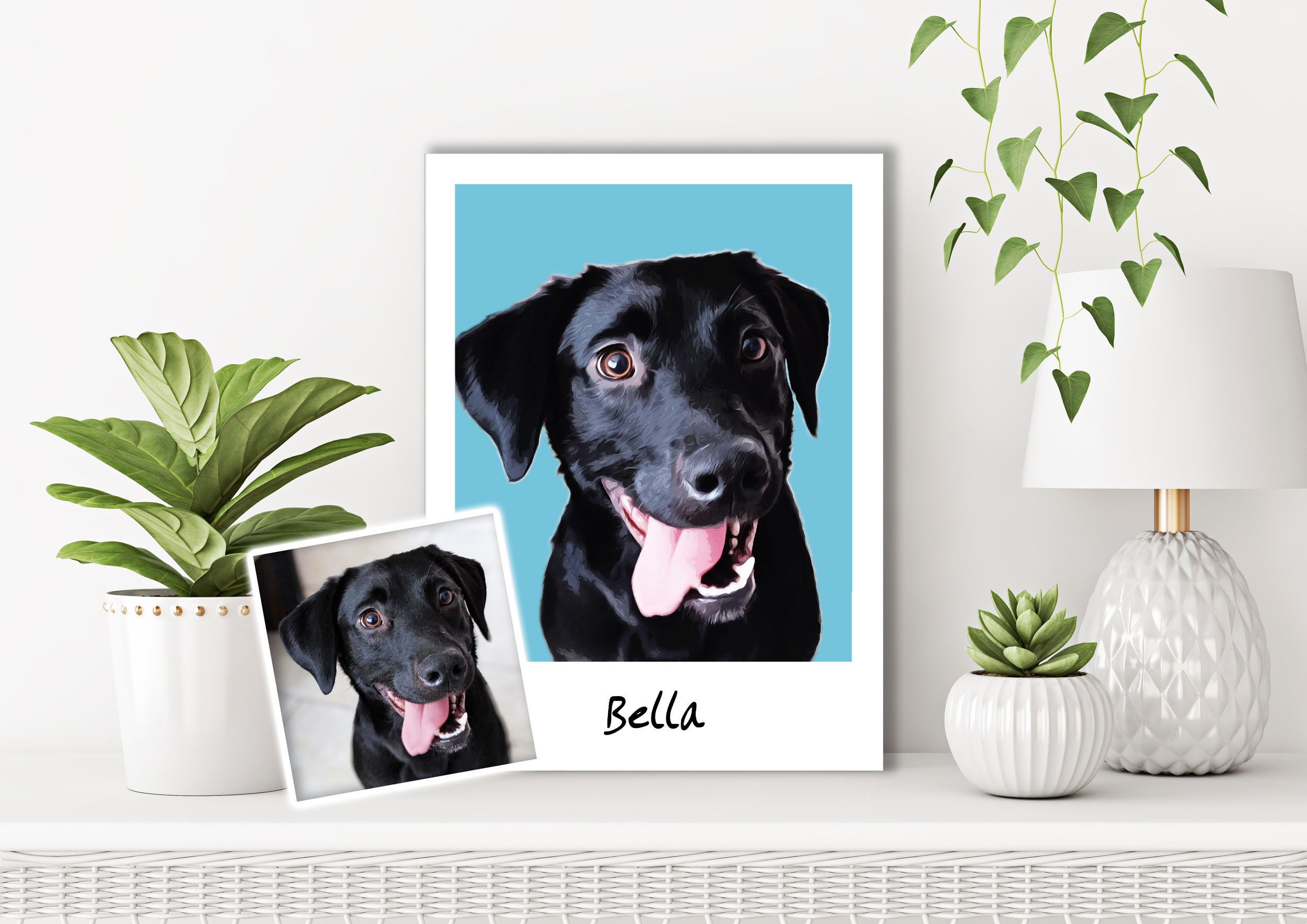 Pet Portrait Digital Custom Dog Portrait Custom Pet Wall Art Etsy