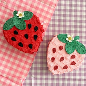 MINI Strawberry piñata red or pink strawberry