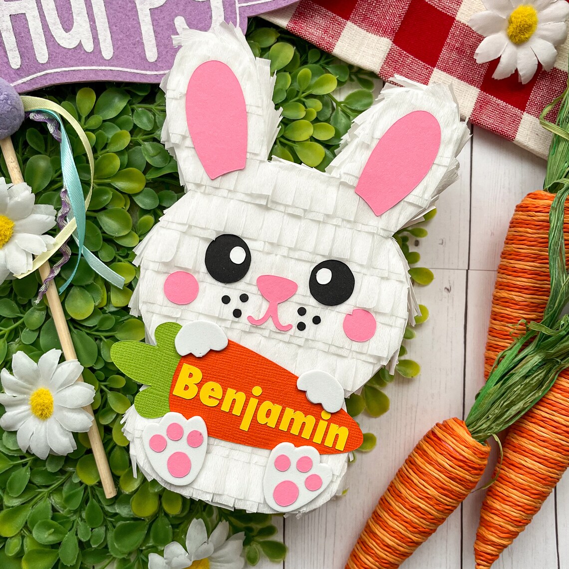 Mini Bunny Piñata With Personalized Carrot for Easter and Spring - Etsy