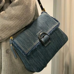 Denim Messenger Bag Denim Shoulder Bag Office Shopping - Etsy