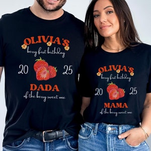 Berry first birthday shirt, Strawberry family matching t-shirt, Strawberry theme 1st Birthday shirt Mama Dada outfit, Mom Dad Berry tee