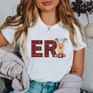 ER Nurse Christmas shirt, Emergency Room Nurse tshirt, Festive Holiday nurse Xmas gift for ER nursing group tee Christmas Hospital party tee