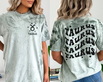 Taurus Energy shirt, Taurus Astrology tshirt, Comfort Colors tee, Taurus Zodiac shirt, Vintage Retro Wavy words on back, Taurus Tie dye look