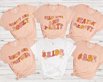 Hippie bachelorette party shirt, Hippie Bridal party tshirt, Groovy and Boozy tee, Bride and Bridesmaid Shirt, Dazed Retro tee, Bride shirt