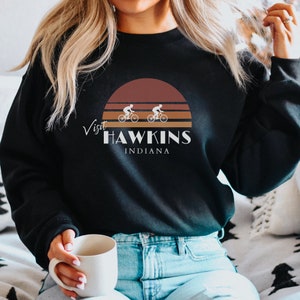 Hawkins Indiana crewneck sweatshirt, 80s shirt, Hawkins t-shirt, Retro Stranger, Gift for Her, Hawkins High School Tshirt,  AV Club Shirt