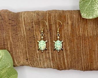 Sea Turtle Dangle Earrings | Turtle Jewelry | Nickel Free Iron