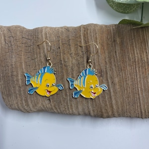 Fish Dangling Earrings, Character Gifts, Nickel Free Brass Iron