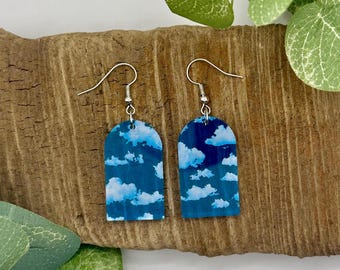 Cloud Dangle Earrings | Cloud Drop Earrings | Nature Earrings | Nickel Free Brass