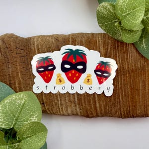 Strobbery Sticker | Waterproof Stickers for Water Bottle | Strawberry Sticker