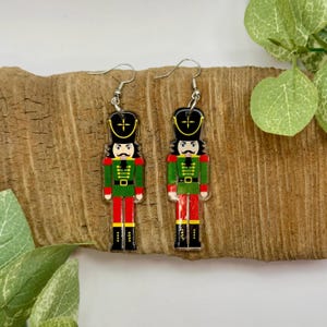 Nutcracker Dangle Earrings | Christmas Drop Earrings | Christmas Jewelry | Nickel Free Brass