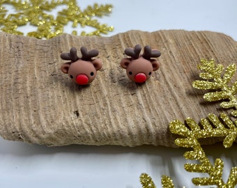 Christmas Reindeer Stud Earrings, Christmas Earrings, Stainless Steel Earrings
