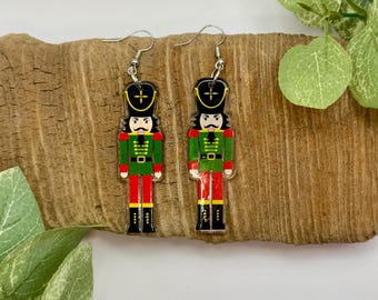 Nutcracker Dangle Earrings | Christmas Drop Earrings | Christmas Jewelry | Nickel Free Brass
