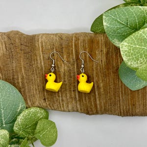 Rubber Duck Dangle Earrings | Rubber Ducky Drop Earrings | Kids Jewelry | Nickel Free Brass