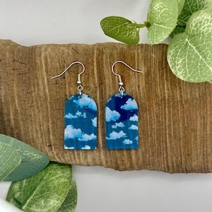 Cloud Dangle Earrings | Cloud Drop Earrings | Nature Earrings | Nickel Free Brass