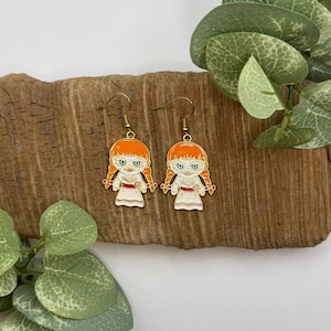Annabelle Dangle Earrings | Halloween Drop Earrings | Halloween Character Jewelry