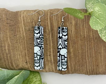 Skeleton Dangle Earrings | Anatomy Earrings | Halloween Jewelry | Nickel Free Brass