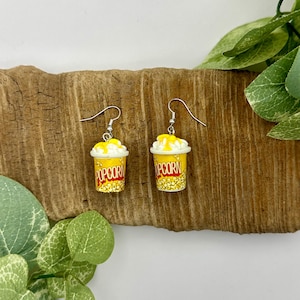 Movie Theater Popcorn Dangle Earrings | Popcorn Drop Earrings | Nickel Free Brass
