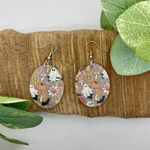 Halloween Pattern Dangle Earrings | Halloween Jewelry | Nickel Free Brass