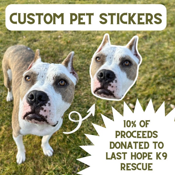 Custom Pet Stickers, Pet Photo Stickers, Waterproof Stickers for Water Bottles