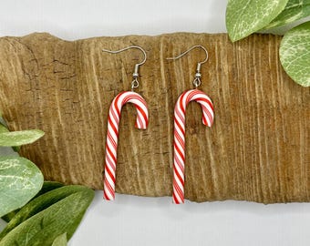 Candy Cane Dangle Earrings | Candy Drop Earrings | Christmas Jewelry | Nickel Free Brass