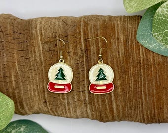 Snow Globe Dangle Earrings | Christmas Drop Earrings | Christmas Jewelry | Nickel Free Iron