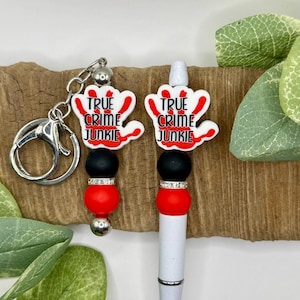 True Crime Gifts | True Crime Junkie Keychain or Pen | Small Gifts