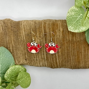 Crab Dangle Earrings | Crab Drop Earrings | Beach Jewelry | Summer Earrings | Nickel Free Iron