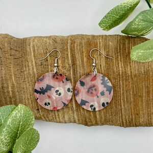 Halloween Pumpkin and Bat Dangle Earrings | Halloween Jewelry | Nickel Free Brass