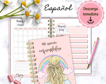 Rainbow Entrepreneurial Agenda | Perpetual agenda without date in Spanish | Printable Digital Download | To keep business organized