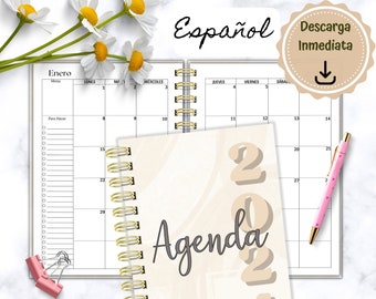 Minimalist Agenda 2024 in Spanish, VERY COMPLETE 2024 Agenda, Printable A4 and A5 Monthly Planner