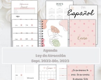 En español 2023 Ley de Atracción Sencilla Agenda Planificador digital PDF Imprimible minimalista