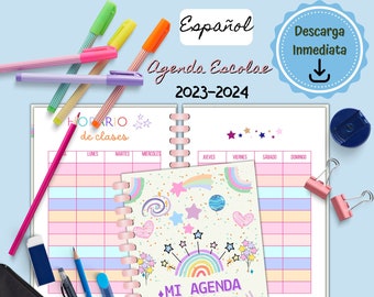 School diary for students | Task planner in Spanish | Printable for Girls and Teens | school planner