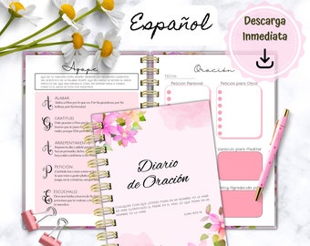 Prayer Journal in Spanish |Prayer Journal for Printable | Prayer Planner | Christian Digital Diary | Faith Diary