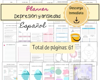 Workbook in Spanish for depression and anxiety, Depression and anxiety relief worksheets, Mental health therapy sheets