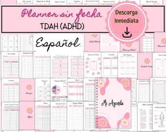 Printable ADHD Planner in Spanish, Printable Life Planner, Personal Productivity Planner, Pink