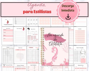 Planificador de Salón de Belleza, Agenda para Estilistas, Planificador Imprimible sin Fecha, Libro de Citas de Peluquería