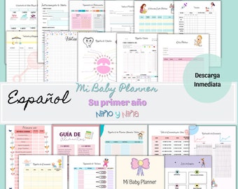 Baby Planner Printable, Planner para bebé en español, Agenda para Bebé Imprimible, Recuerdos del Primer año del Bebé