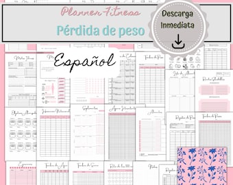 Weight Loss Planner in Spanish, Printable Health and Fitness Planner, Fitness Journal, Diet, Workout Trackers