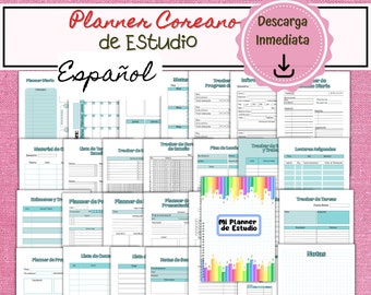 Planner de Estudio en Español, Planner Coreano, Planner Pomodoro, Planner de Estudio Imprimible, Planificador de Estudio en Español