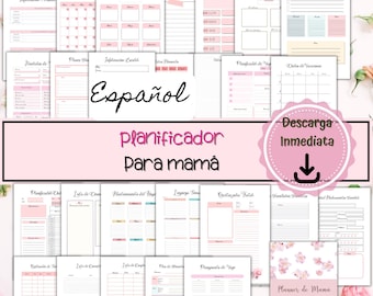 Spanish Printable Mom Planner, Household Planner, Gift for Mom, Printable Mom Agenda, Planner for Mom