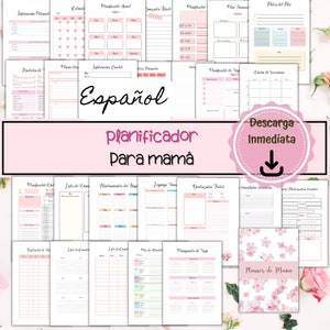 Spanish Printable Mom Planner, Planner Household, Regalo para Mamá, Agenda para Mamá Imprimible, Planner para Mamá